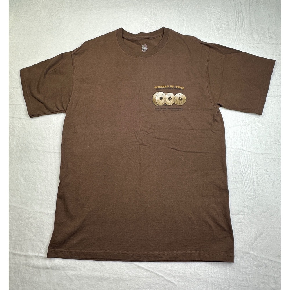 Fruit of the Loom T-Shirt Mens M Brown Wheels of Time 2010 Rod Custom Jamboree